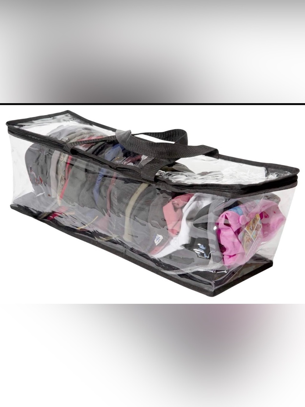 Clear Hat Storage Bag with Black Trim Zipper